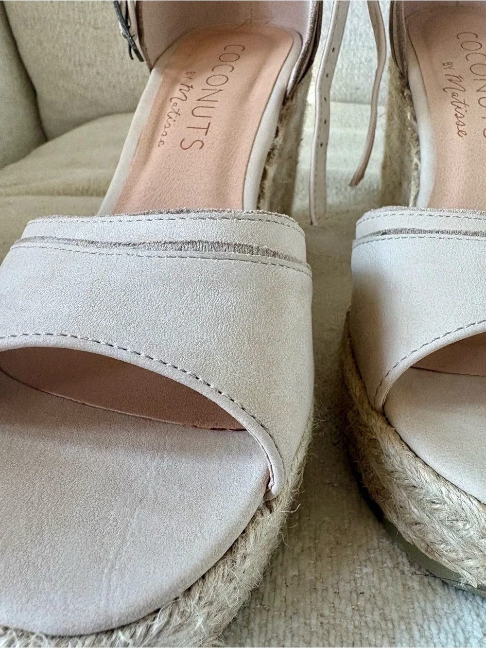 Coconuts by Matisse Nude Blush Espadrille Wedge Sandals with Ankle Strap